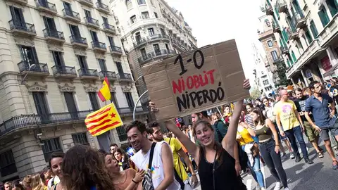 Vista de la manifestación estudiantil en Barcelona Vista de la manifestación estudiantil en Barcelona