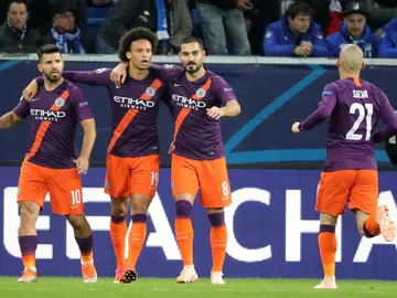 Los jugadores del Manchester City celebran un gol Los jugadores del Manchester City celebran un gol