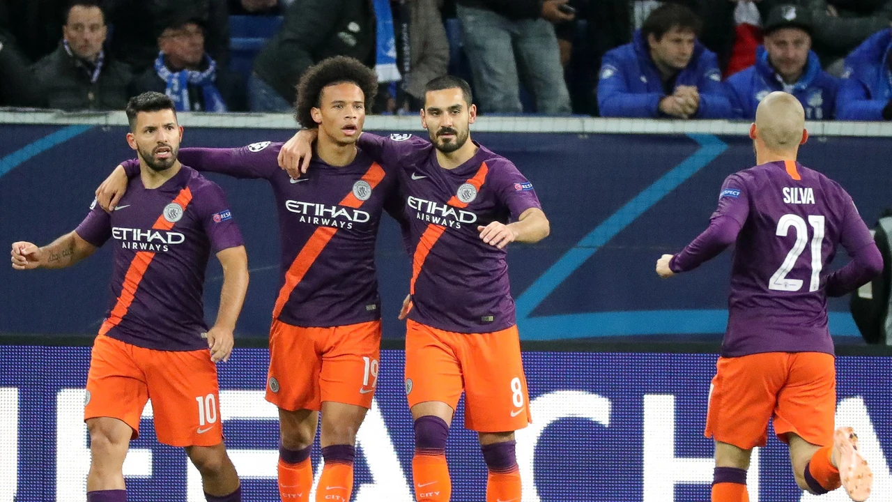 Los jugadores del Manchester City celebran un gol Los jugadores del Manchester City celebran un gol