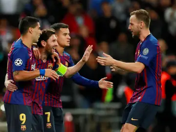 Los jugadores del Barça celebran un gol Los jugadores del Barça celebran un gol