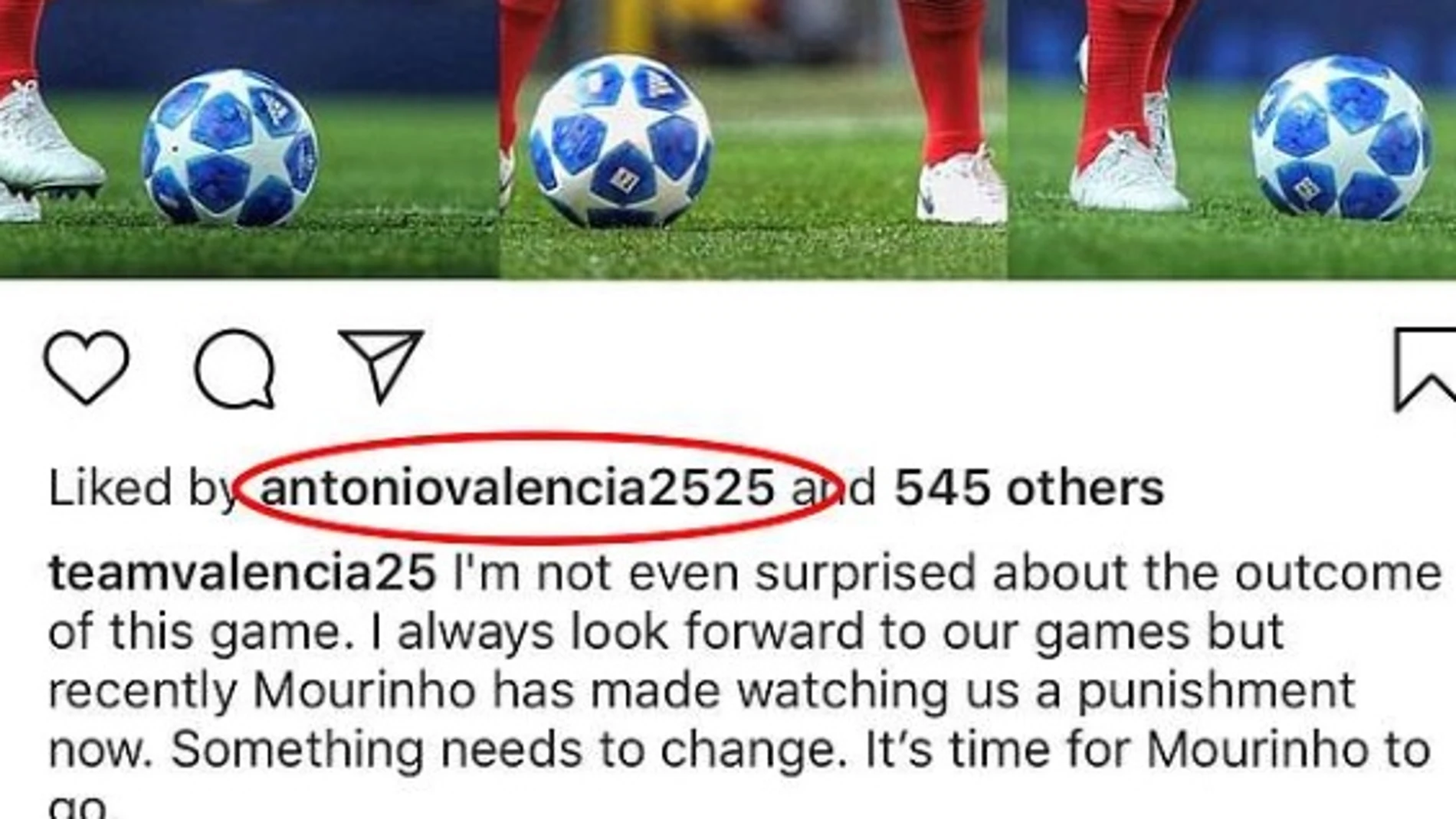 El polémico 'like' de Antonio Valencia El polémico 'like' de Antonio Valencia