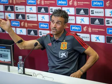 Luis Enrique, en su rueda de prensa en Las Rozas Luis Enrique, en su rueda de prensa en Las Rozas
