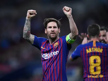 Leo Messi celebra un gol en Wembley Leo Messi celebra un gol en Wembley