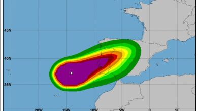 'Leslie' entrará esta medianoche en la Península convertido en ciclón post-tropical