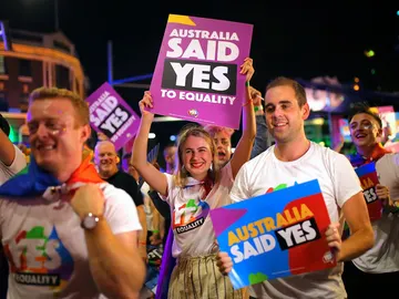 Imagen de archivo de la una marcha a favor del matrimonio homosexual en Australia Imagen de archivo de la una marcha a favor del matrimonio homosexual en Australia