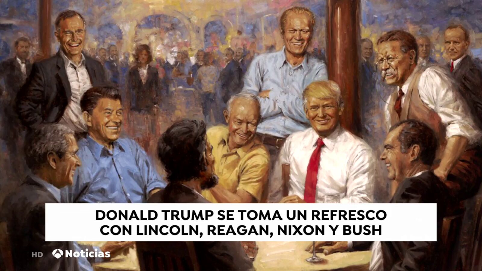 Trump cuelga en la Casa Blanca un cuadro en el que aparece junto a otros expresidentes