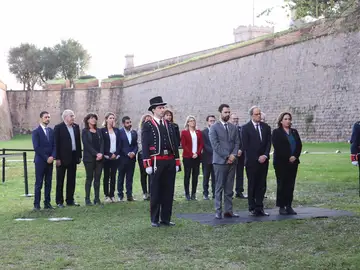 Quim Torra, Roger Torrent y Ada Colau en la ofrenda a Lluís Companys Quim Torra, Roger Torrent y Ada Colau en la ofrenda a Lluís Companys