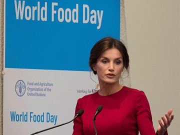La reina Letizia durante su intervención en la ceremonia del Día Mundial de la Alimentación 