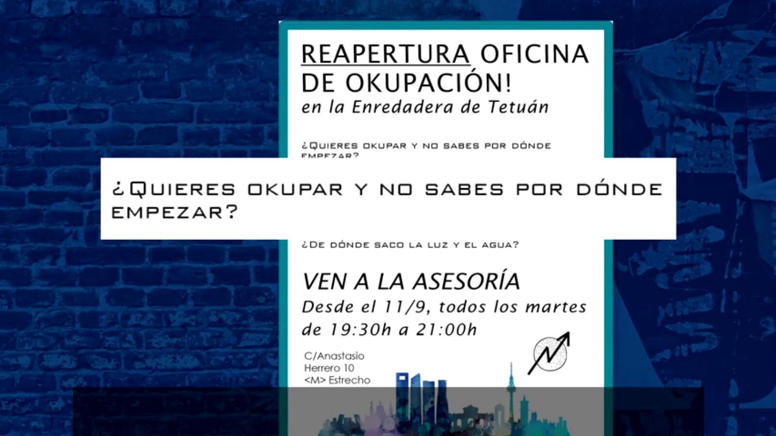 '¿Quieres okupar y no sabes por dónde empezar?', el polémico taller que enseña a okupar viviendas en Madrid