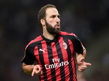 Higuaín celebra un gol con el Milan Higuaín celebra un gol con el Milan