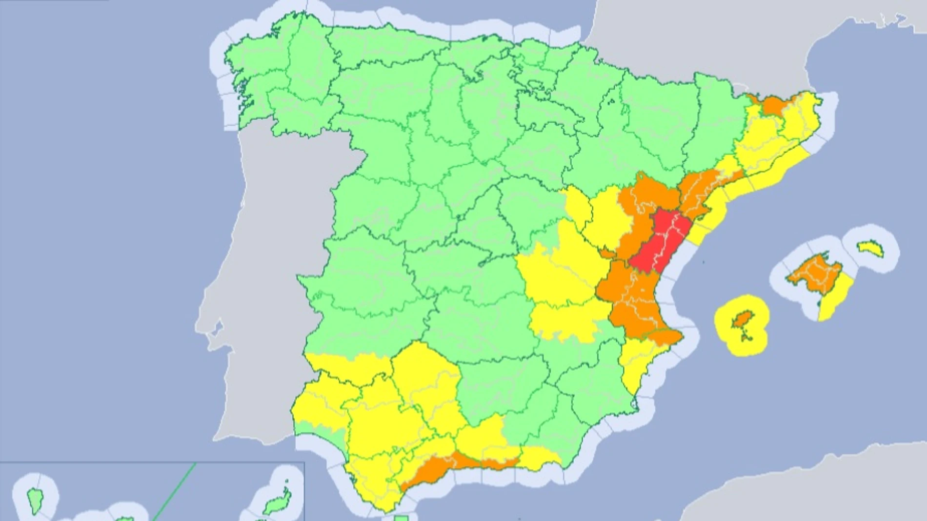 Mapa de España ante una de las peores gotas frías Mapa de España ante una de las peores gotas frías