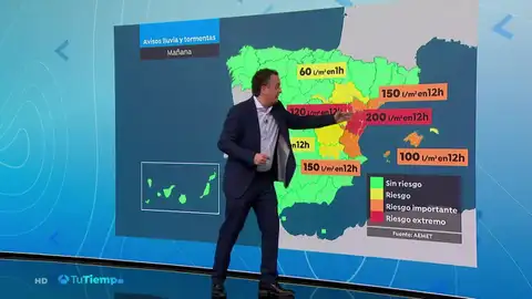 Predominio de cielos nubosos en la mayor parte del país con precipitaciones en el área mediterránea Predominio de cielos nubosos en la mayor parte del país con precipitaciones en el área mediterránea