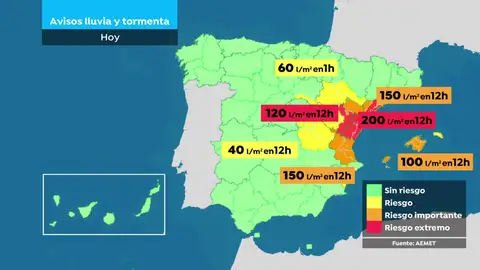 REEMPLAZO | Mapa: Zonas que están en riesgo por lluvias en España REEMPLAZO | Mapa: Zonas que están en riesgo por lluvias en España