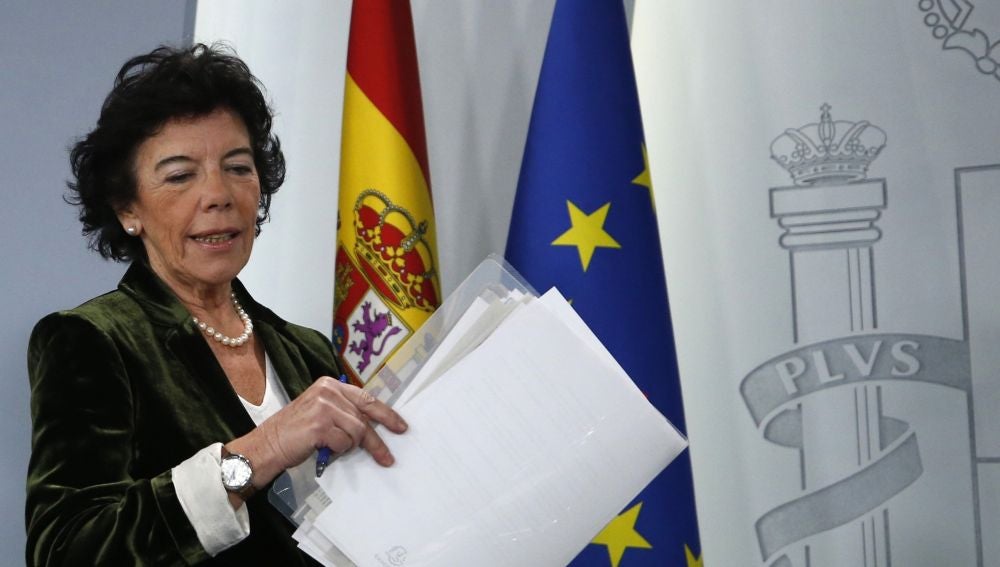 Isabel Celaá, en la rueda de prensa del Consejo de Ministros