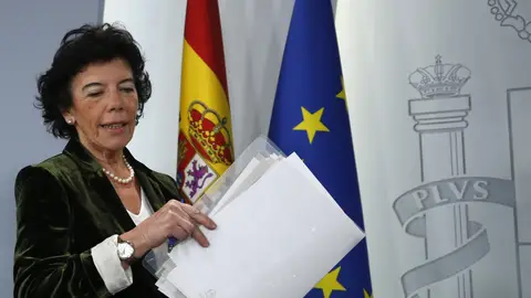 Isabel Celaá, en la rueda de prensa del Consejo de Ministros Isabel Celaá, en la rueda de prensa del Consejo de Ministros