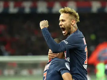 Neymar celebra un gol con el PSG Neymar celebra un gol con el PSG