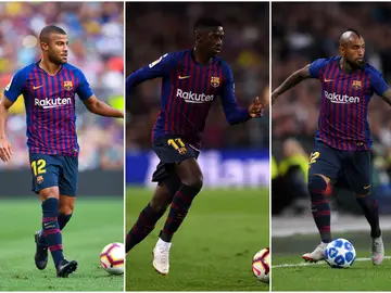 Rafinha, Dembelé y Vidal Rafinha, Dembelé y Vidal