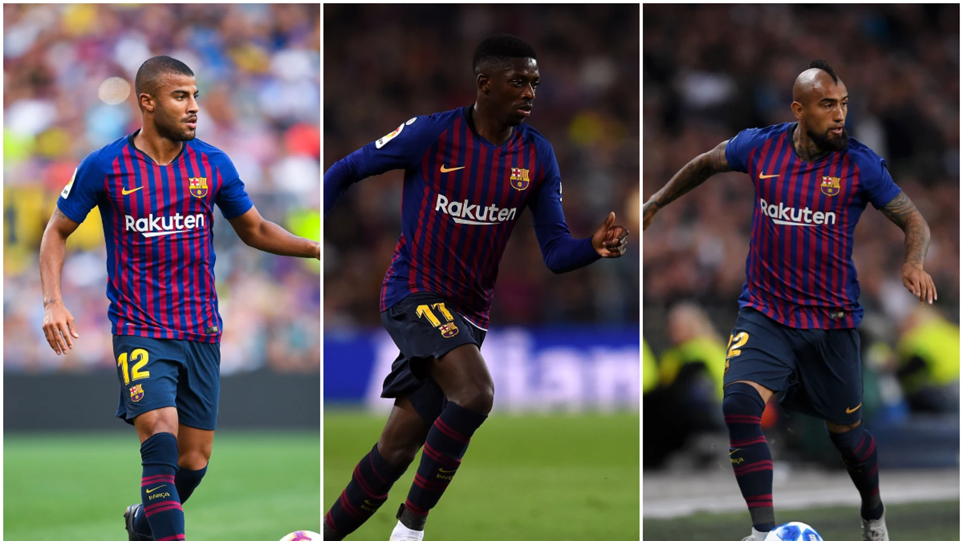 Rafinha, Dembelé y Vidal Rafinha, Dembelé y Vidal