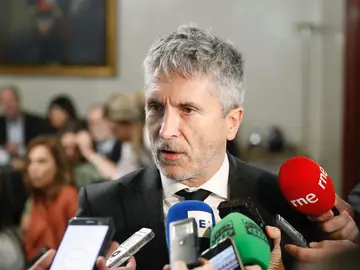 El ministro del Interior, Fernando Grande-Marlaska, atiende a los medios de comunicación. El ministro del Interior, Fernando Grande-Marlaska, atiende a los medios de comunicación.