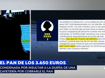 Condenada a pagar 3640 euros por una rebanada de pan que pidió para su bebé en una cafetería Condenada a pagar 3640 euros por una rebanada de pan que pidió para su bebé en una cafetería