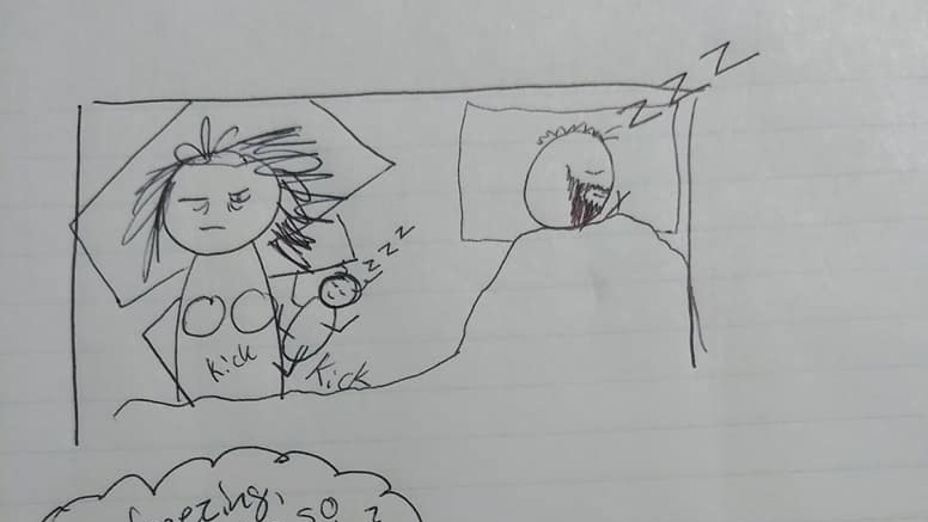 Dibujos de una madre durante una noche de insomnio