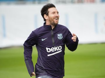 Leo Messi, durante el entrenamiento del Barcelona