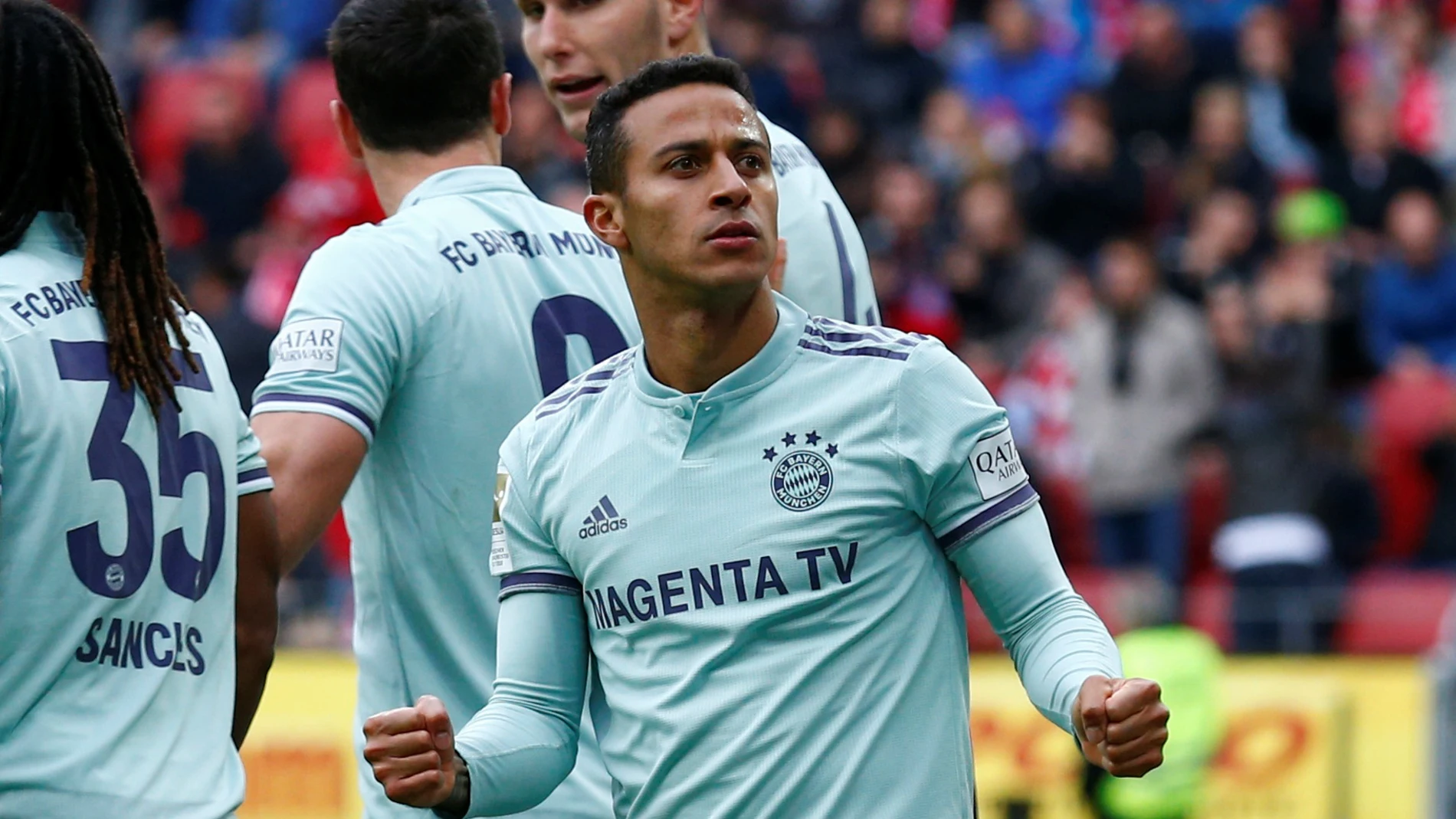 Thiago Alcántara celebra un gol con el Bayern Thiago Alcántara celebra un gol con el Bayern