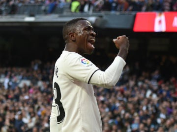 Vinicius celebra un gol del Real Madrid