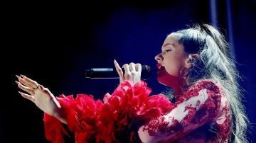 Imagen de Rosalía durante un concierto en Madrid