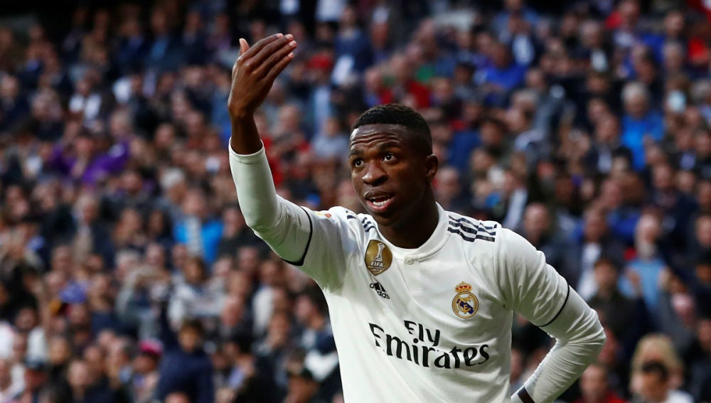 Vinicius celebra un gol del Real Madrid