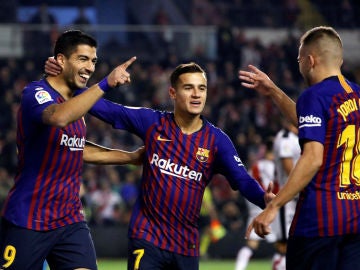 El Barcelona celebra un gol