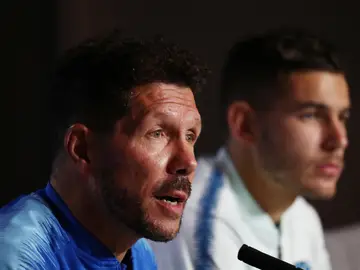 Simeone, en sala de prensa Simeone, en sala de prensa