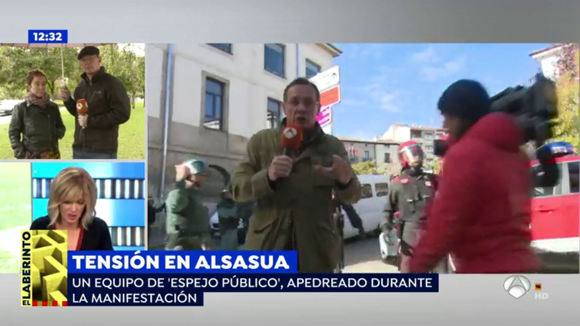 Un equipo de 'Espejo P&uacute;blico', apedreado en la manifestaci&oacute;n de Alsasua: "Los profesionales de la provocaci&oacute;n son los que buscaban violencia"