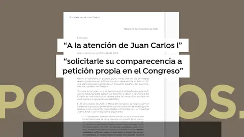 Unidos Podemos envía una carta al Rey emérito para pedirle que comparezca en el Congreso Unidos Podemos envía una carta al Rey emérito para pedirle que comparezca en el Congreso