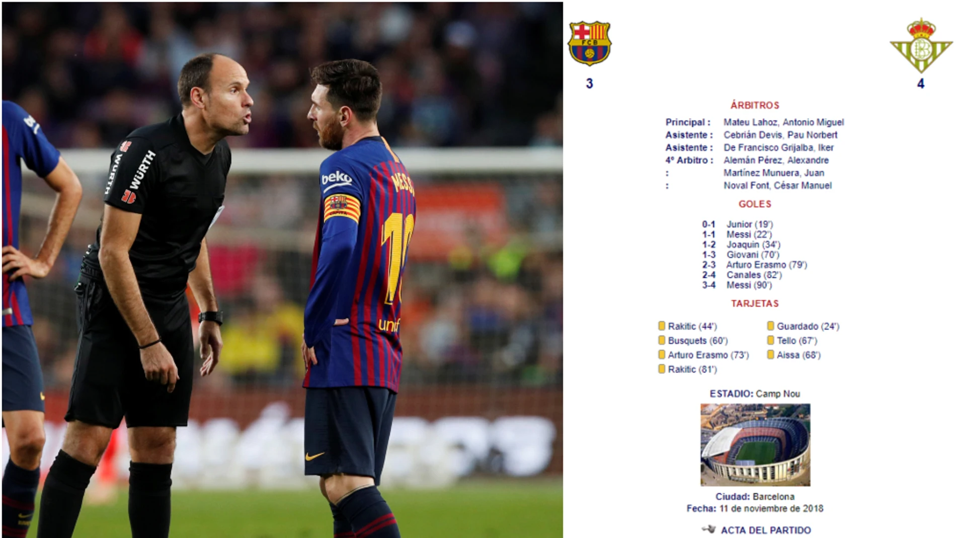 Mateu Lahoz y su misteriosa acta del Barça-Betis Mateu Lahoz y su misteriosa acta del Barça-Betis