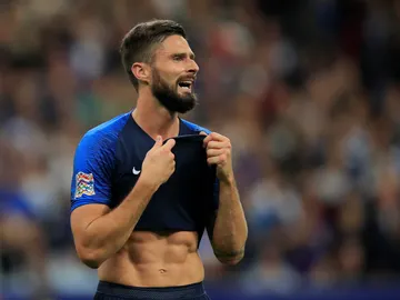 Giroud, durante un partido con la selección francesa Giroud, durante un partido con la selección francesa