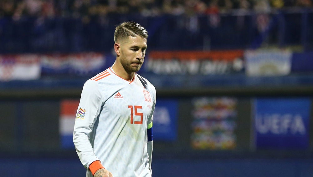 Sergio Ramos, en un partido con la Selección