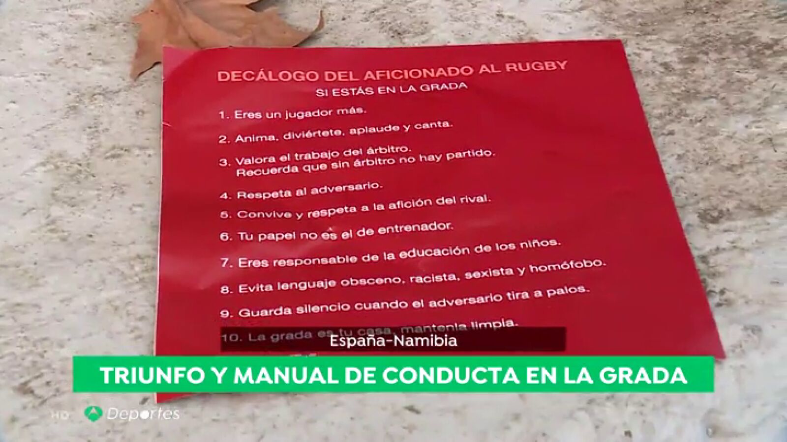 El decálogo del aficionado que recoge los valores del rugby: 