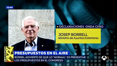 Borrell: "Lo normal es presentar los presupuestos y que la Cámara se pronuncie" Borrell: "Lo normal es presentar los presupuestos y que la Cámara se pronuncie"