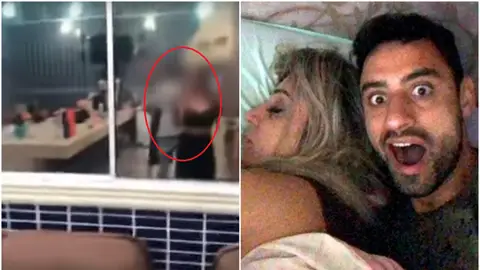 El futbolista Daniel Correa haciéndose una foto con la mujer de Edison Luiz Brittes Júnior El futbolista Daniel Correa haciéndose una foto con la mujer de Edison Luiz Brittes Júnior