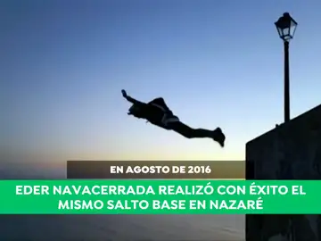 El español Eder Navacerrada realizó con éxito el mismo salto base en Nazaré El español Eder Navacerrada realizó con éxito el mismo salto base en Nazaré