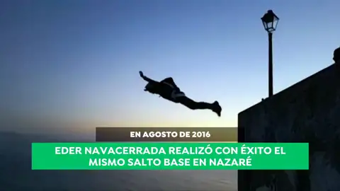 El español Eder Navacerrada realizó con éxito el mismo salto base en Nazaré El español Eder Navacerrada realizó con éxito el mismo salto base en Nazaré