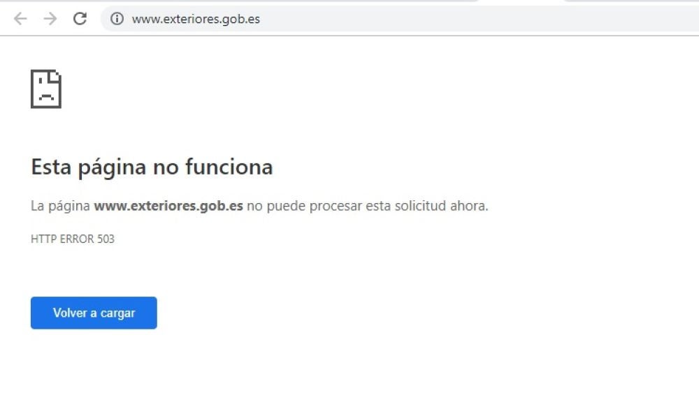 Caída de la página web de Exteriores