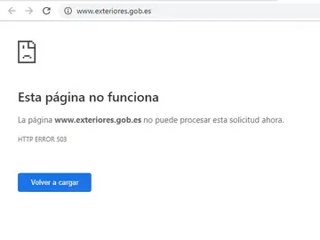Caída de la página web de Exteriores Caída de la página web de Exteriores
