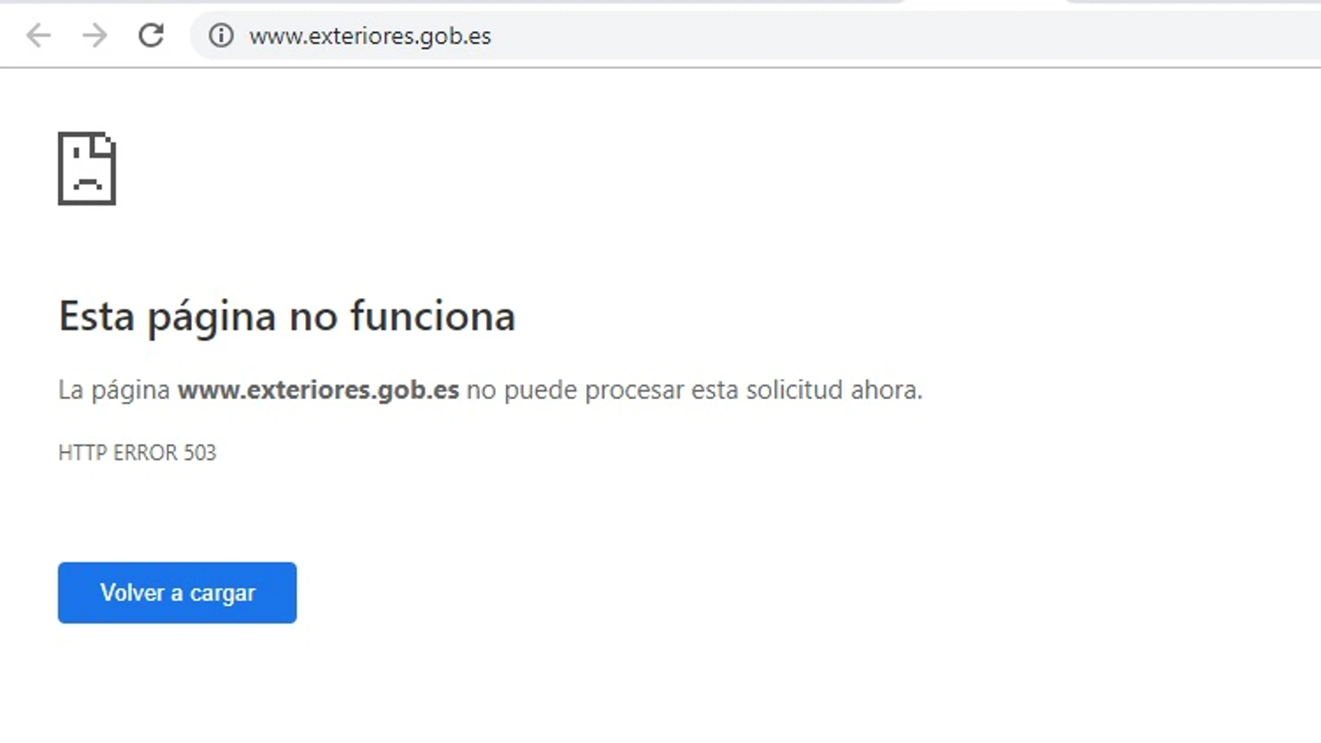 Caída de la página web de Exteriores Caída de la página web de Exteriores