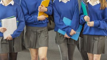 Estudiantes de un colegio privado con su uniforme escolar