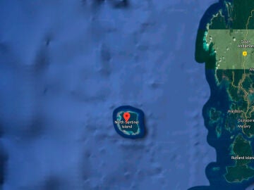 Isla Sentinel del Norte, en el Océano índico