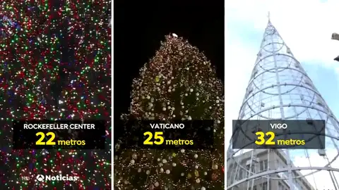 El arbol de Navidad de Vigo es más grande que el de Nueva York o El Vaticano El arbol de Navidad de Vigo es más grande que el de Nueva York o El Vaticano
