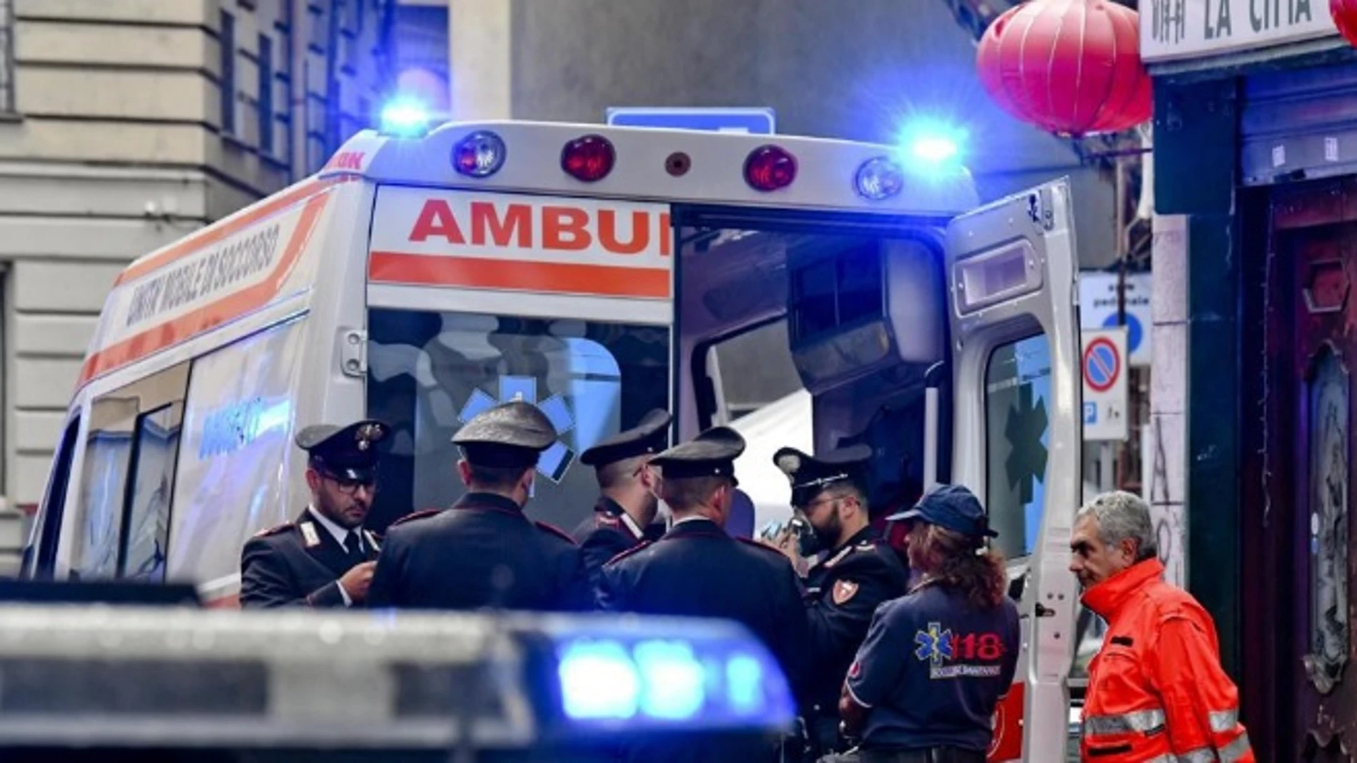 Imagen de archivo de una ambulancia italiana Imagen de archivo de una ambulancia italiana