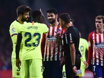 Discusión entre Diego Costa y Umtiti Discusión entre Diego Costa y Umtiti